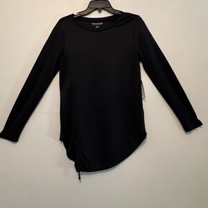 Soft Surroundings Black Side Cinching Asymmetrical Black Long Sleeve Modal M NWT